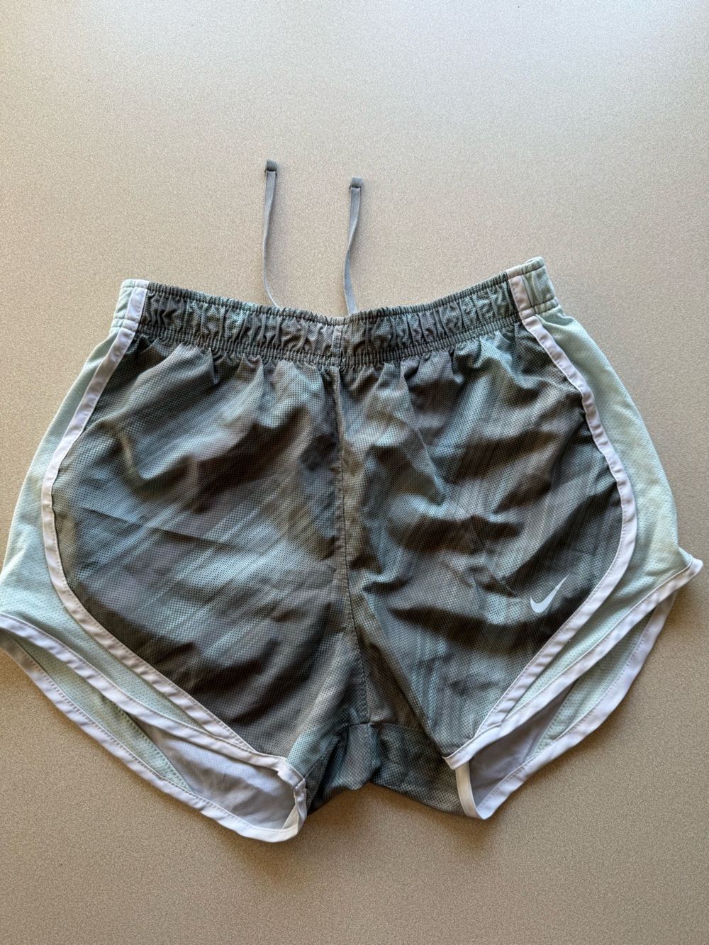 Nike Mint Green and White Mesh Running Shorts